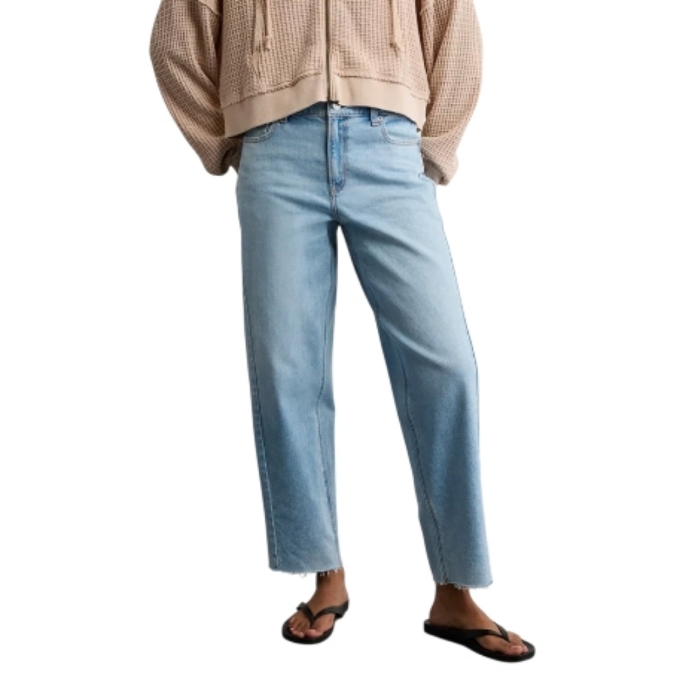 American Eagle Outfitters Light Wash High-Rise Cropped Straight Jeans